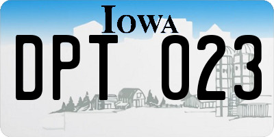 IA license plate DPT023