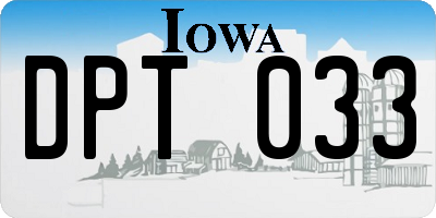 IA license plate DPT033