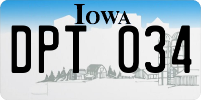 IA license plate DPT034
