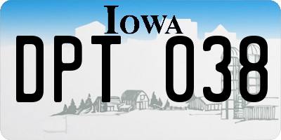 IA license plate DPT038