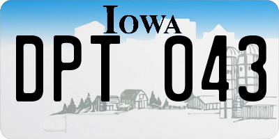 IA license plate DPT043