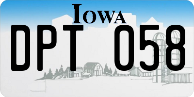 IA license plate DPT058