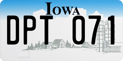 IA license plate DPT071
