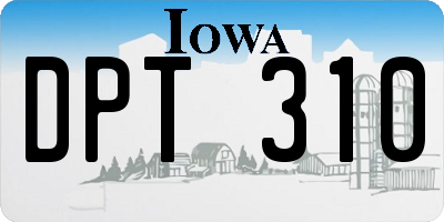 IA license plate DPT310