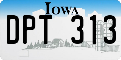 IA license plate DPT313