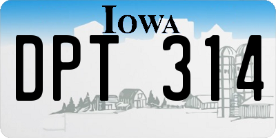 IA license plate DPT314