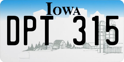 IA license plate DPT315