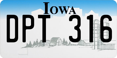 IA license plate DPT316