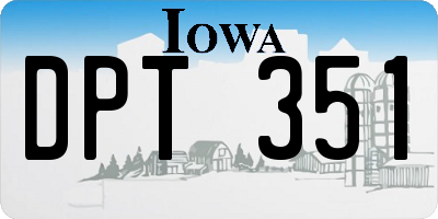 IA license plate DPT351