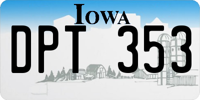 IA license plate DPT353