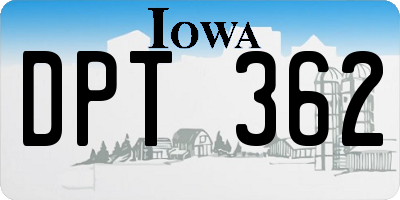 IA license plate DPT362
