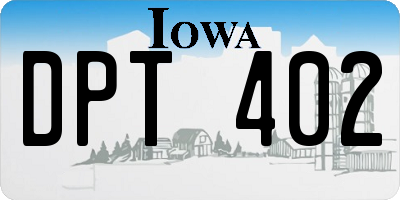 IA license plate DPT402