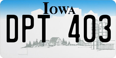 IA license plate DPT403
