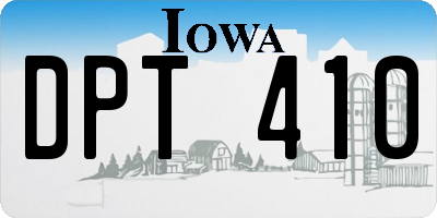 IA license plate DPT410
