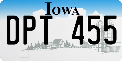 IA license plate DPT455