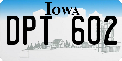 IA license plate DPT602