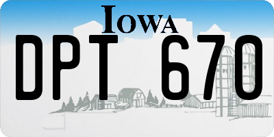 IA license plate DPT670