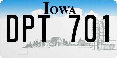 IA license plate DPT701