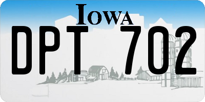 IA license plate DPT702