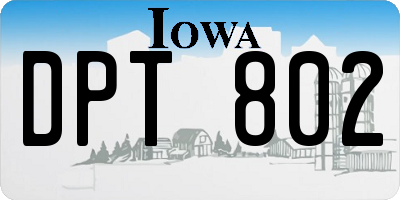 IA license plate DPT802