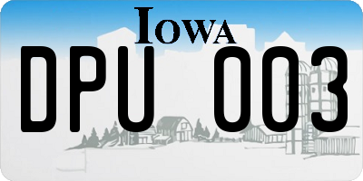 IA license plate DPU003