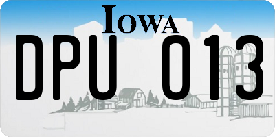 IA license plate DPU013