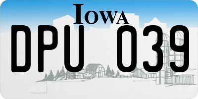 IA license plate DPU039