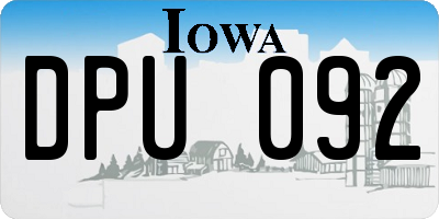 IA license plate DPU092