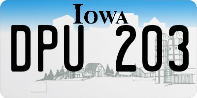 IA license plate DPU203