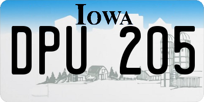 IA license plate DPU205