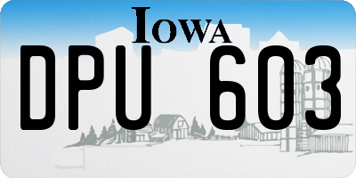 IA license plate DPU603