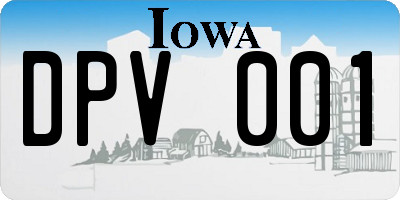 IA license plate DPV001