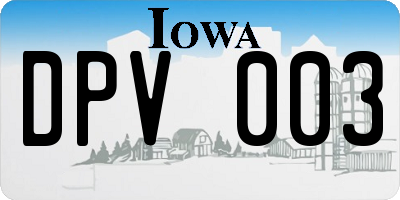 IA license plate DPV003