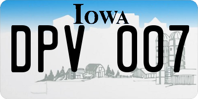 IA license plate DPV007