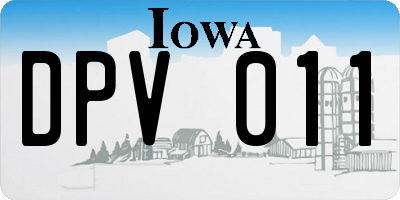 IA license plate DPV011
