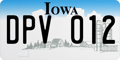 IA license plate DPV012