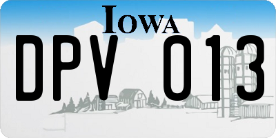 IA license plate DPV013