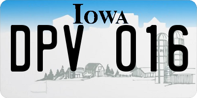 IA license plate DPV016
