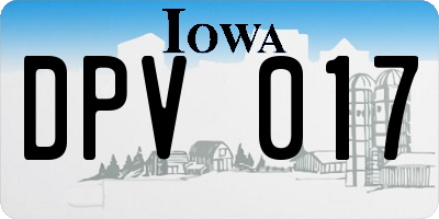 IA license plate DPV017