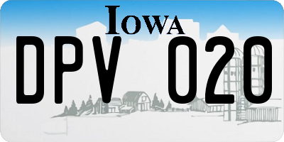 IA license plate DPV020
