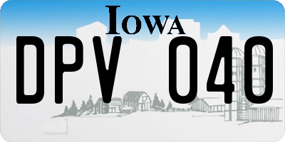 IA license plate DPV040