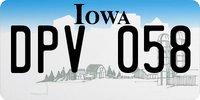 IA license plate DPV058