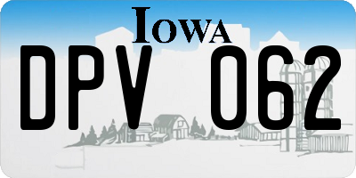 IA license plate DPV062