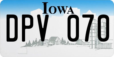 IA license plate DPV070