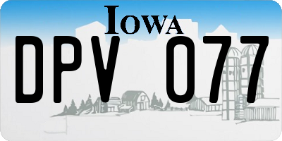 IA license plate DPV077