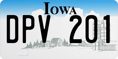 IA license plate DPV201