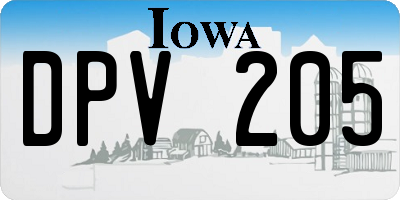 IA license plate DPV205