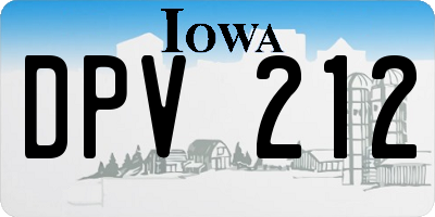 IA license plate DPV212