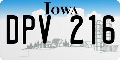 IA license plate DPV216