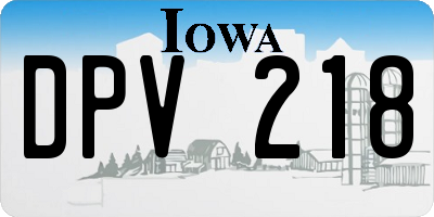 IA license plate DPV218